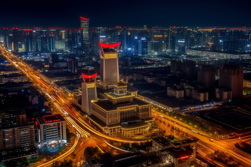 夜景航拍户外城市实拍摄影图,高清,摄影图,摄影图片,图片大全,摄影图免费下载